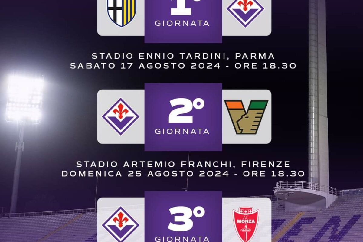 CALCIO- Le date e gli orari delle prime tre gare della Fiorentina