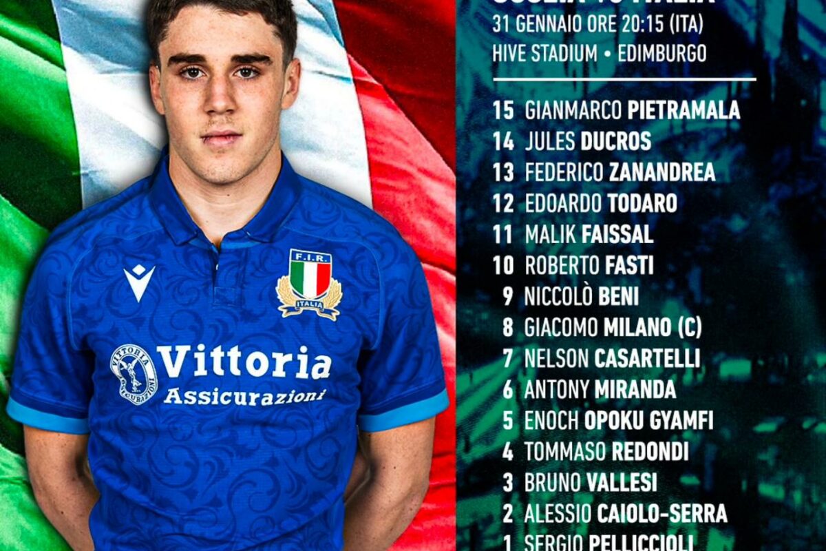 RUGBY SIX NATIONS U20- Nel primo XV con la Scozia, l’estremo dell’Unione Rugby Firenze, Gianmarco Pietramala