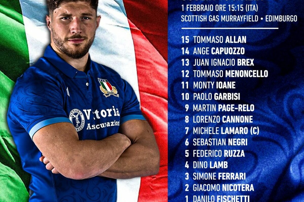 RUGBY – Il XV scelto dal ct azzurro Gonzalo Quesada per la prima sfida del Guinness Six Nations con la Scozia